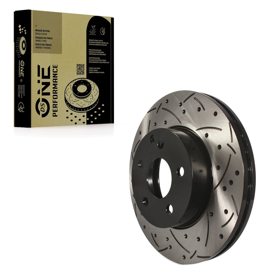 Front Coated Drilled Slotted Disc Brake Rotor (1 Piece Only) DS1-980789 For Mercedes-Benz C300 C250