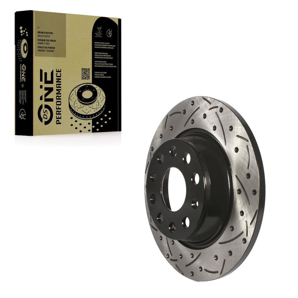 Rear Coated Drilled Slotted Disc Brake Rotor (1 Piece Only) DS1-980791 For Volkswagen Tiguan Audi CC