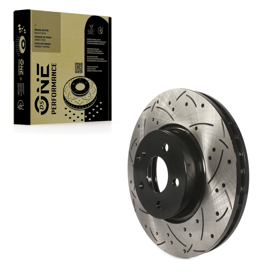 Front Coated Drilled Slotted Disc Brake Rotor (1 Piece Only) DS1-980793 For Mercedes-Benz C300 E350