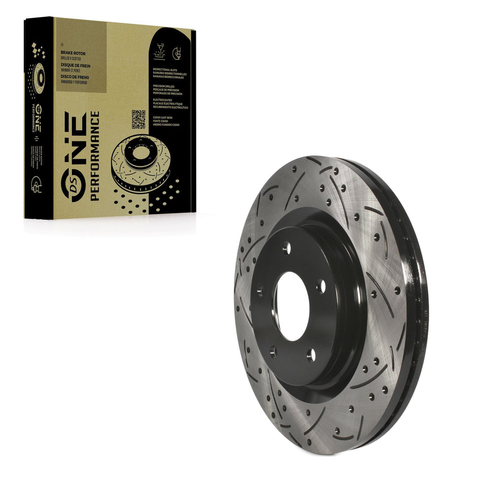 Front Coated Drilled Slotted Disc Brake Rotor (1 Piece Only) DS1-980864 For Nissan Sentra Juke