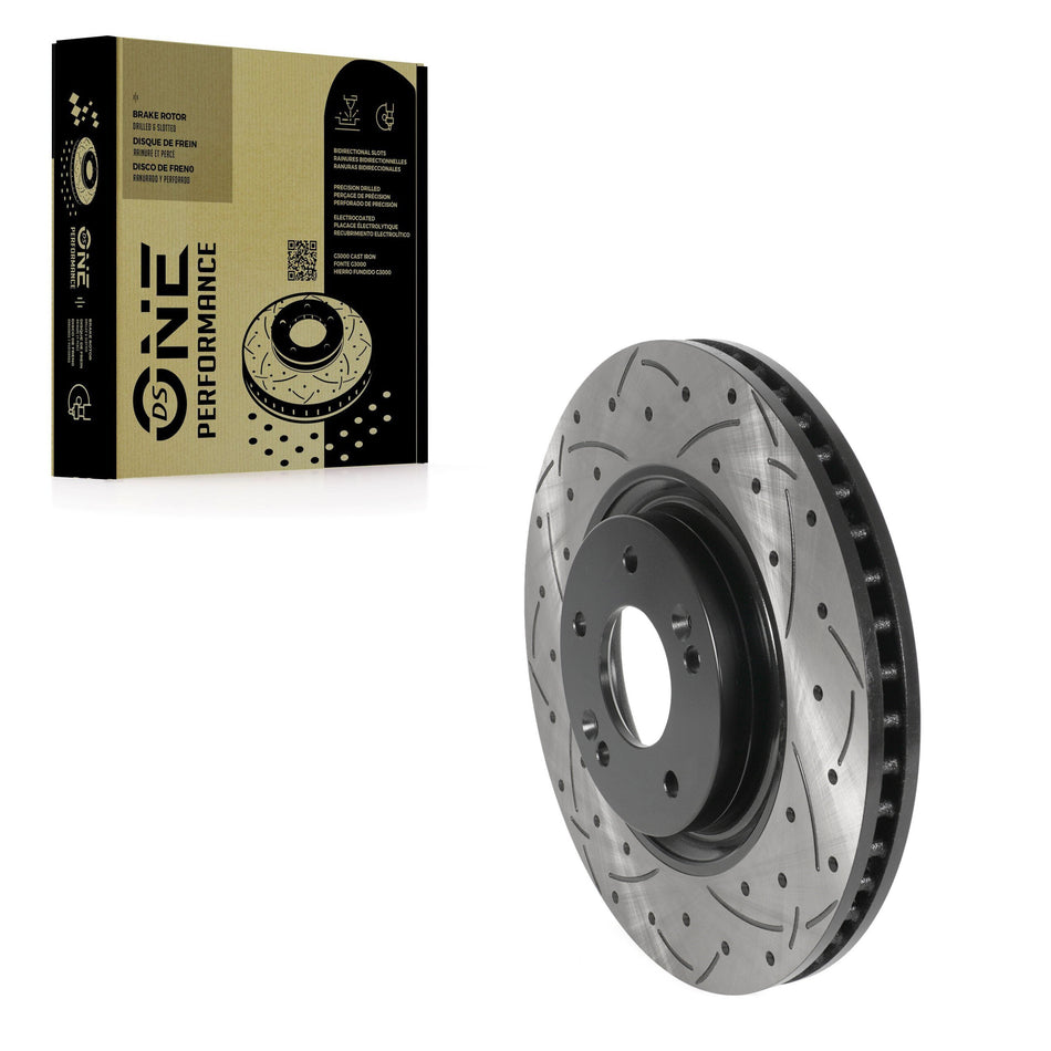 Front Coated Drilled Slotted Disc Brake Rotor (1 Piece Only) DS1-980915 For Hyundai Kia Tucson Nexo