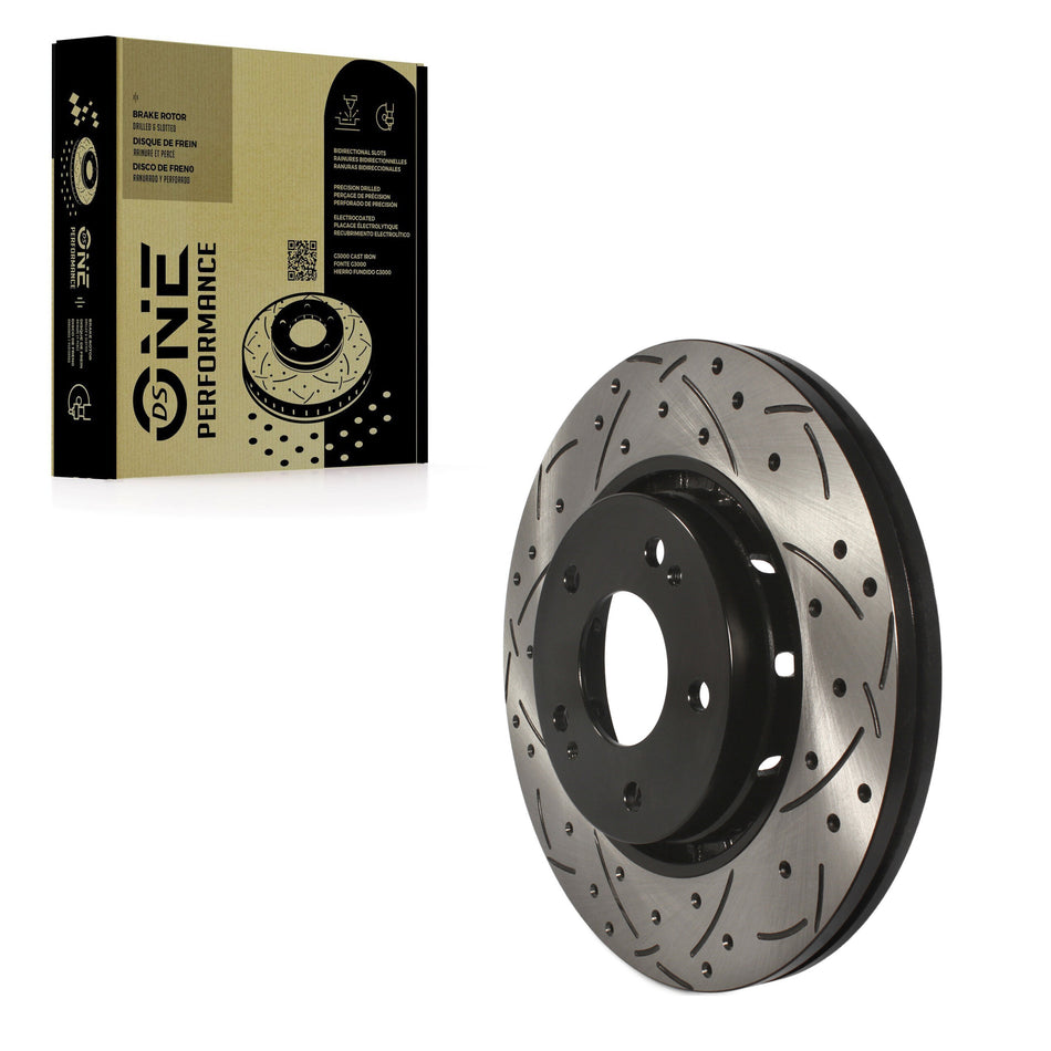 Front Coated Drilled Slotted Disc Brake Rotor (1 Piece Only) DS1-980933 For Mitsubishi Lancer