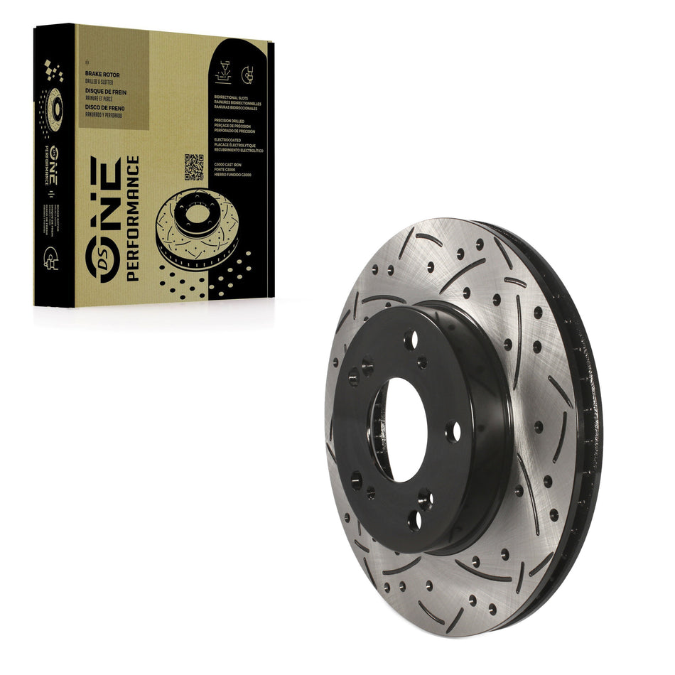 Front Coated Drilled Slotted Disc Brake Rotor (1 Piece Only) DS1-980952 For Honda Civic Acura ILX