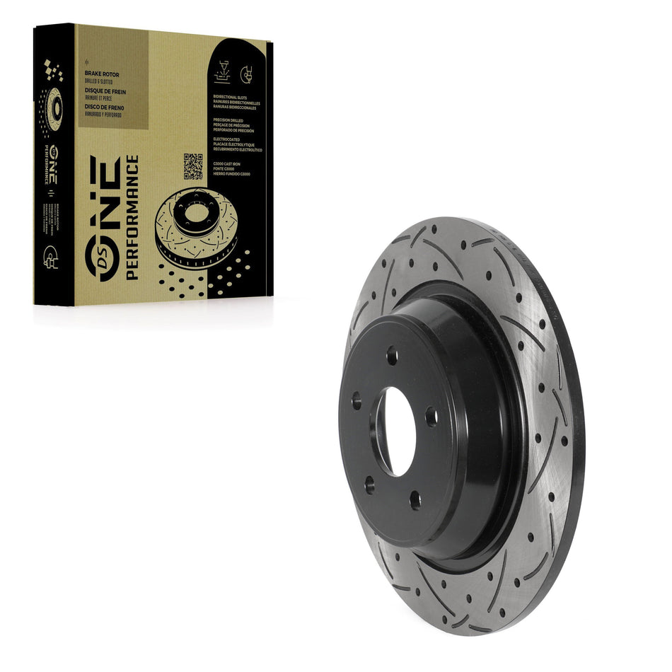 Rear Coated Drilled Slotted Disc Brake Rotor (1 Piece Only) DS1-980956 For Land Rover Range Evoque