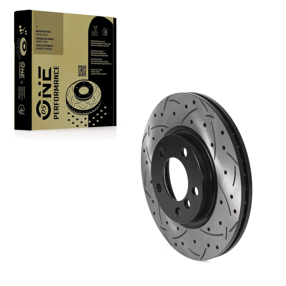 Front Coated Drilled Slotted Disc Brake Rotor (1 Piece Only) DS1-980967 For Mini Cooper Countryman