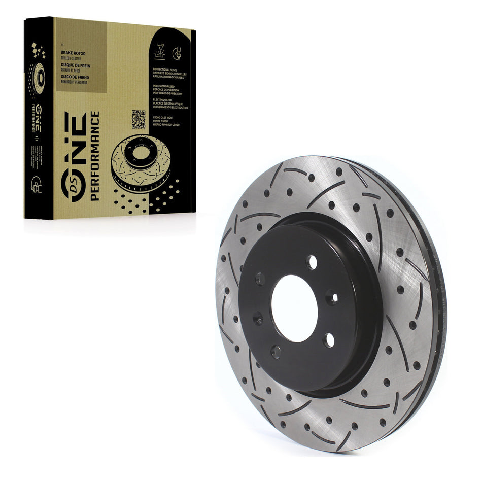 Front Coated Drilled Slotted Disc Brake Rotor (1 Piece Only) DS1-980979 For Kia Rio Hyundai Accent