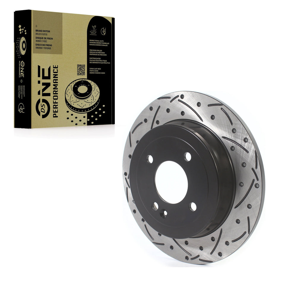 Rear Coated Drilled Slotted Disc Brake Rotor (1 Piece Only) DS1-980980 For Hyundai Accent Kia Rio