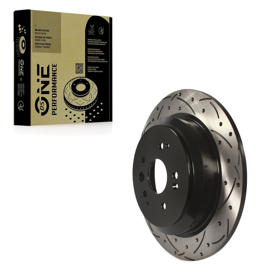 Rear Coated Drilled Slotted Disc Brake Rotor (1 Piece Only) DS1-981064 For 2014-2016 Acura MDX