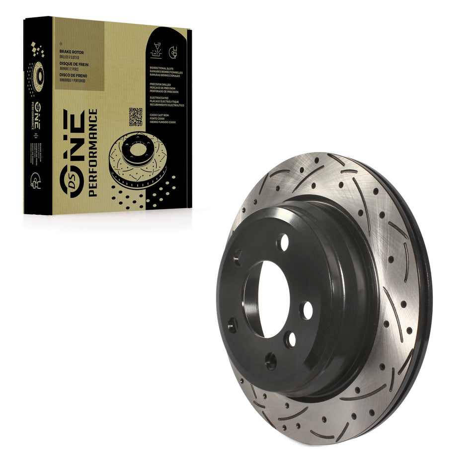 Rear Coated Drilled Slotted Disc Brake Rotor (1 Piece Only) DS1-981214 For BMW 328i xDrive 330i 320i