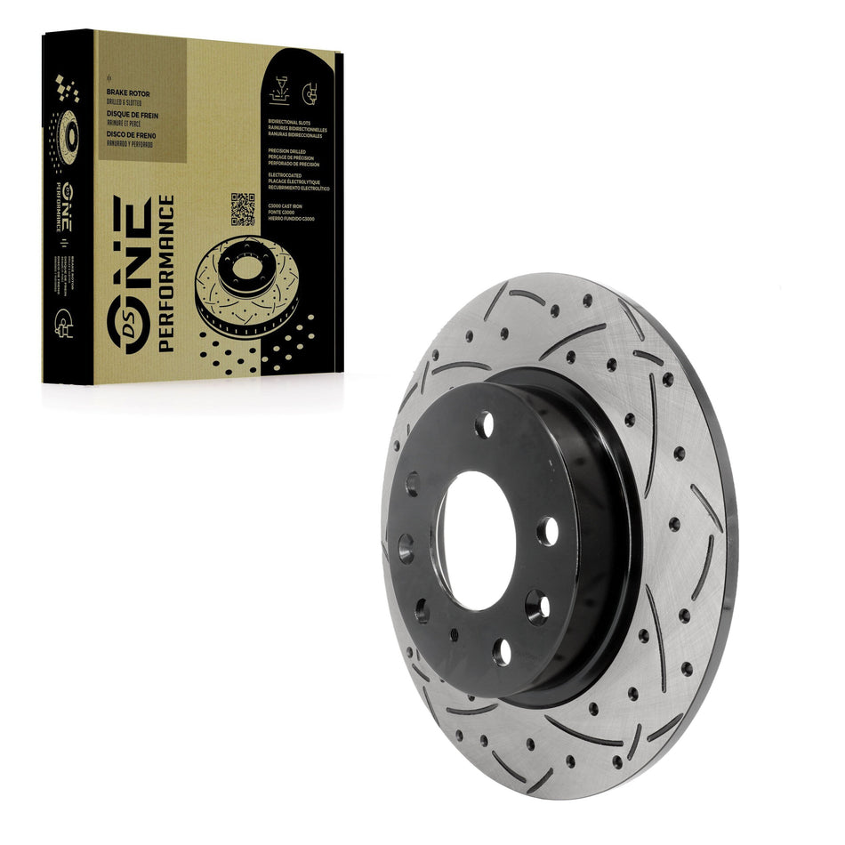 Rear Coated Drilled Slotted Disc Brake Rotor (1 Piece Only) DS1-981500 For Mazda 3 CX-30 Sport CX-3