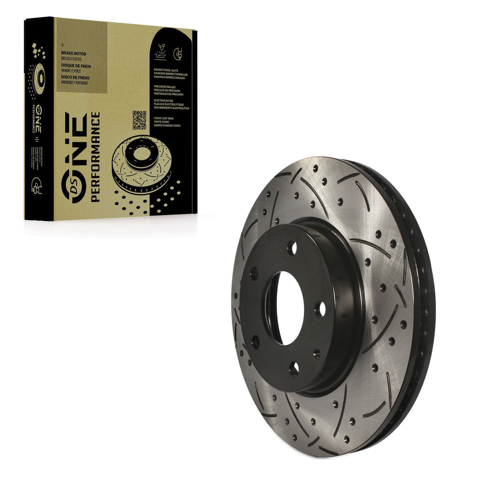 Front Coated Drilled Slotted Disc Brake Rotor (1 Piece Only) DS1-981503 For Mazda 3 CX-3 Sport