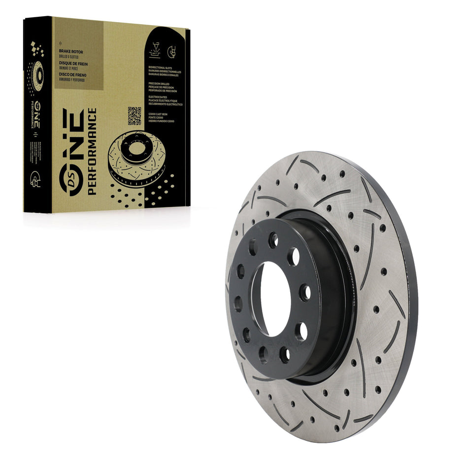 Rear Coated Drilled Slotted Disc Brake Rotor (1 Piece Only) DS1-981643 For Jeep Compass Renegade