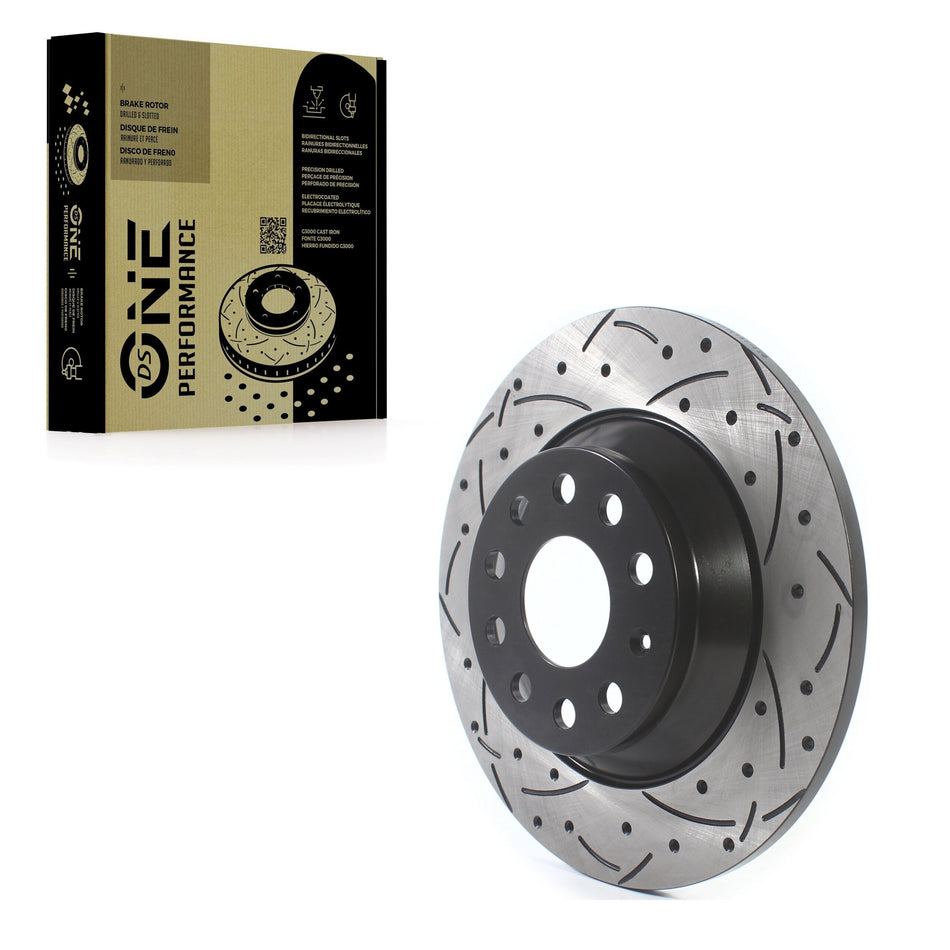 Rear Coated Drilled Slotted Disc Brake Rotor (1 Piece Only) DS1-981786 For Volkswagen Tiguan Jetta