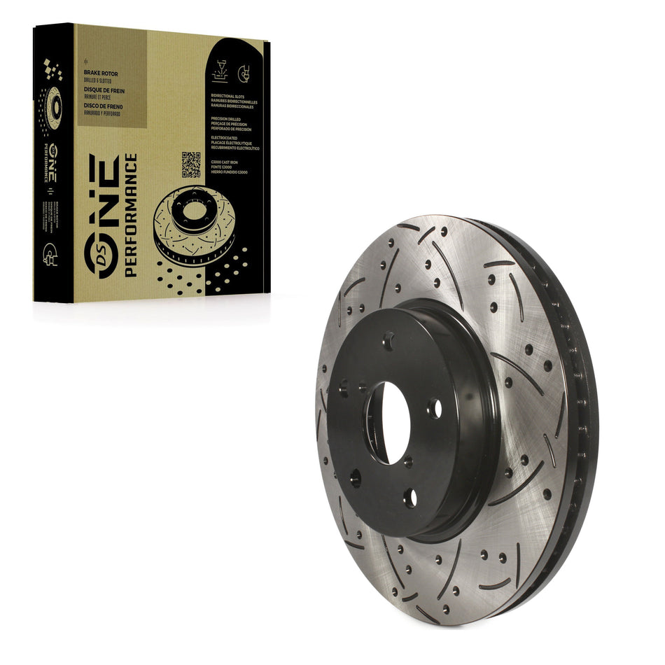 Front Coated Drilled Slotted Disc Brake Rotor (1 Piece Only) DS1-981957 For 15-19 Subaru Legacy 2.5L