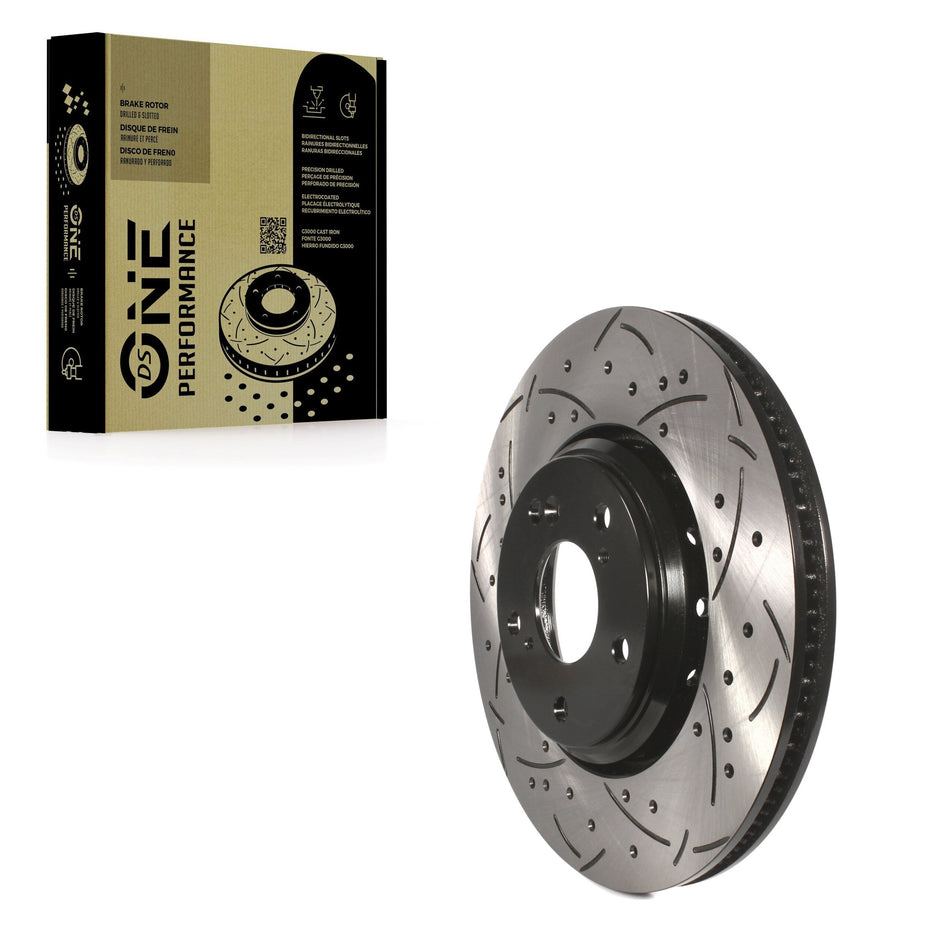 Front Coated Drilled Slotted Disc Brake Rotor (1 Piece Only) DS1-982055 For Honda Civic Accord Acura
