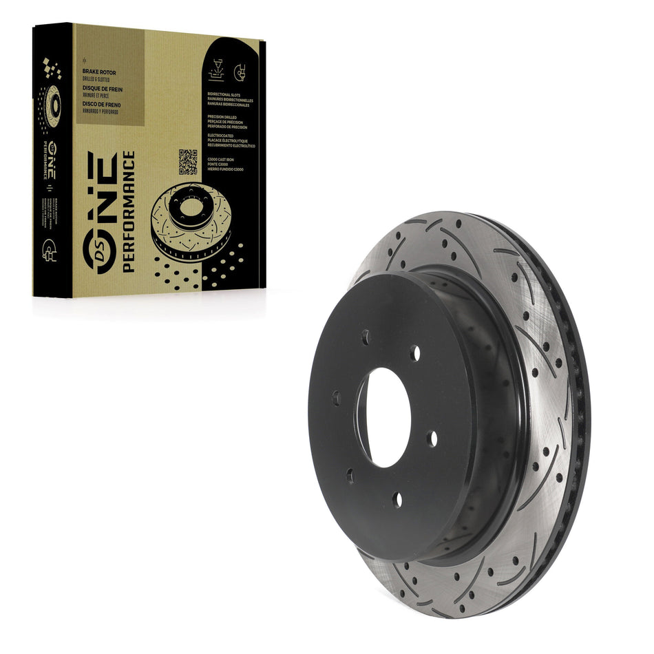 Rear Coated Drilled Slotted Disc Brake Rotor (1 Piece Only) DS1-982078 For 2017-2024 Nissan TITAN