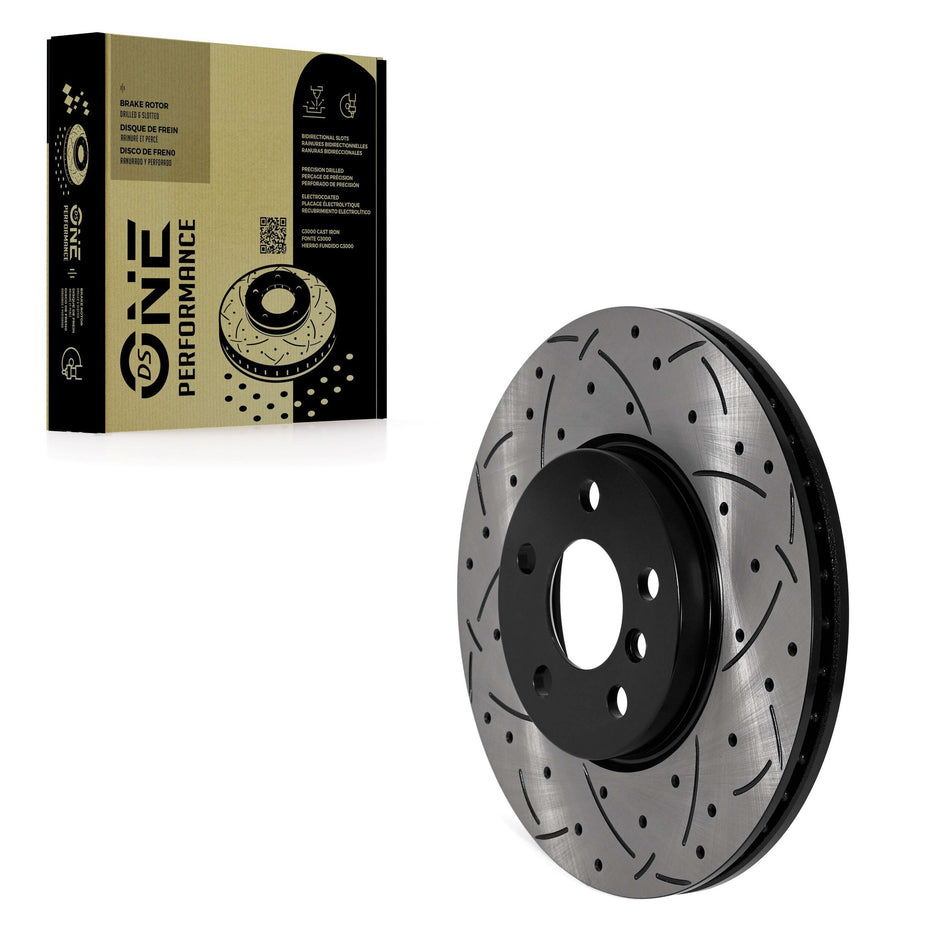 Front Coated Drilled Slotted Disc Brake Rotor (1 Piece Only) DS1-982126 For Mini Cooper Countryman