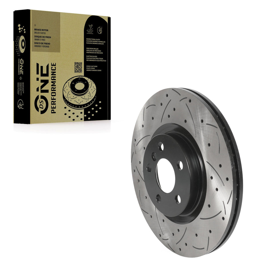 Front Coated Drilled Slotted Disc Brake Rotor (1 Piece Only) DS1-982128 For BMW X1 Mini Cooper X2