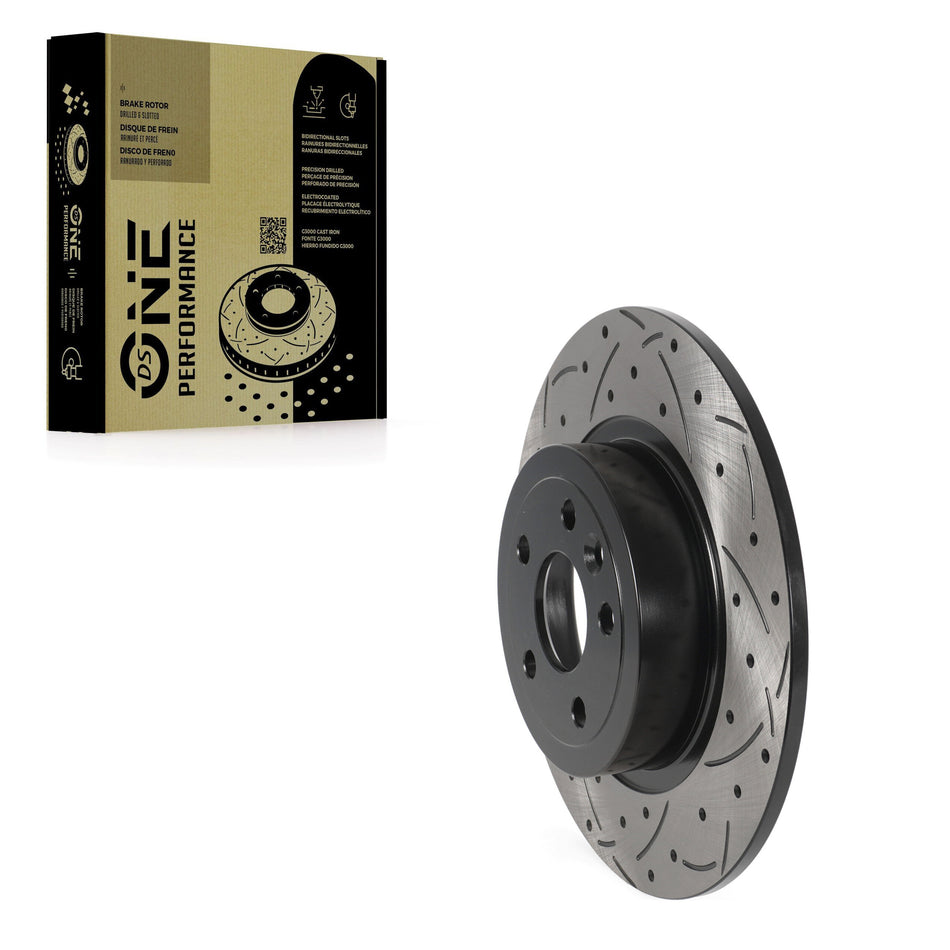 Rear Coated Drilled Slotted Disc Brake Rotor (1 Piece Only) DS1-982163 For Land Rover Range Evoque