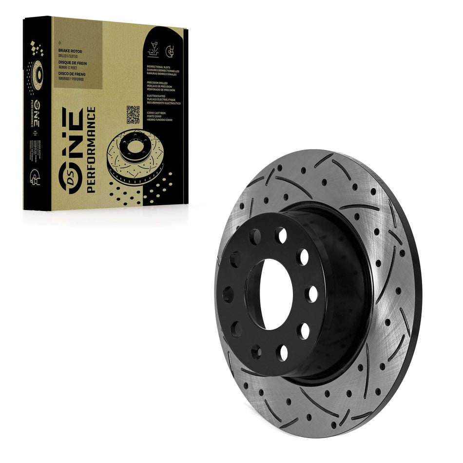 Rear Coated Drilled Slotted Disc Brake Rotor (1 Piece Only) DS1-982325 For Volkswagen Jetta Taos