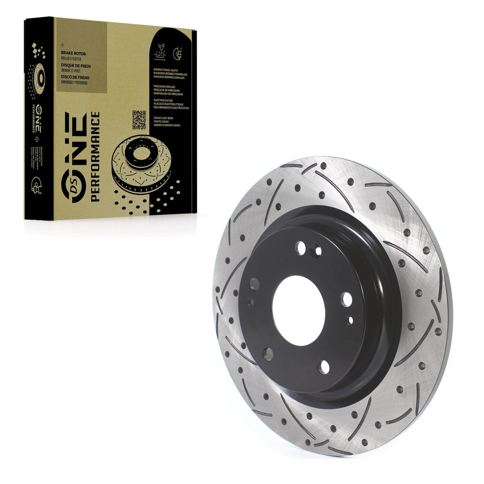 Rear Coated Drilled Slotted Disc Brake Rotor (1 Piece Only) DS1-982354 For 2017-2020 Honda Civic Si