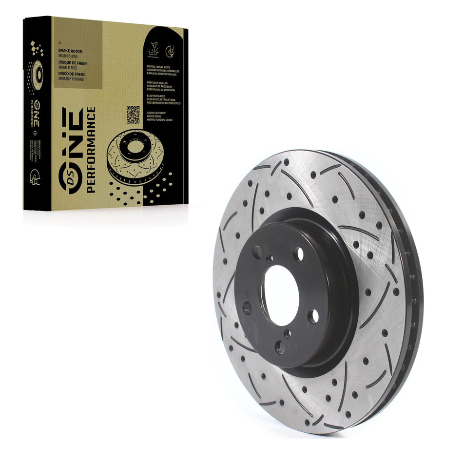 Front Coated Drilled Slotted Disc Brake Rotor (1 Piece Only) DS1-982488 For Subaru Impreza