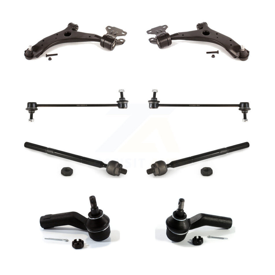 Front Suspension Control Arm And Ball Joint Assembly Steering Tie Rod End Stabilizer Bar Link Kit (8Pc) For 2010-2013 Mazda 3 Sport K72-100157