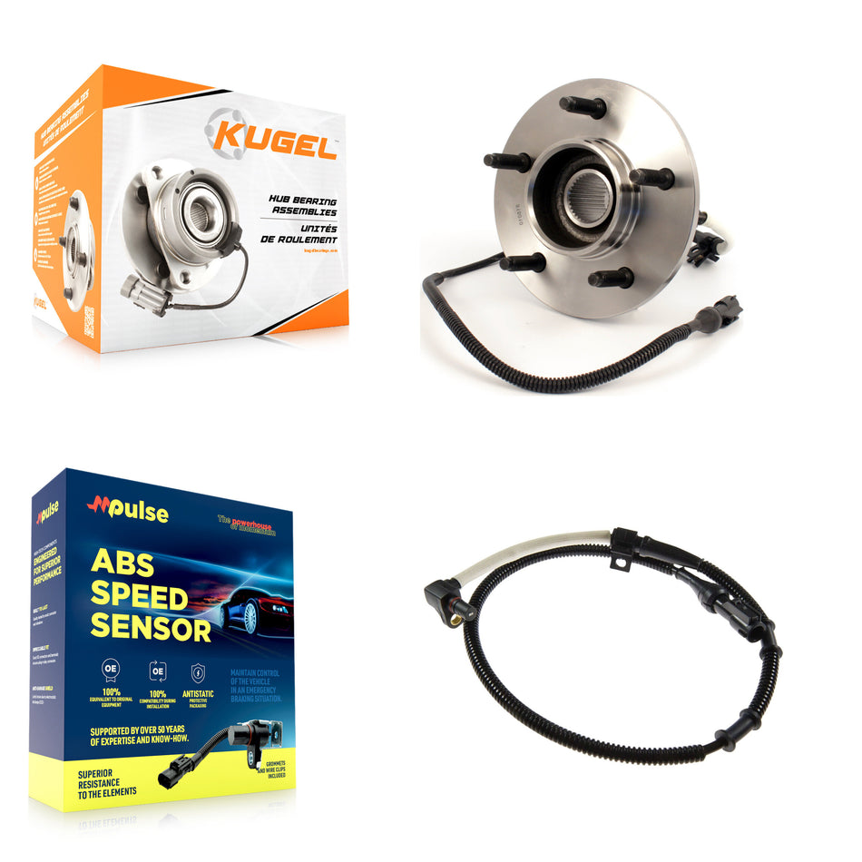Front Wheel Hub Bearing And Extra ABS Sensor Kit For 1997-1999 Ford F-150 with Harness K7S-100128