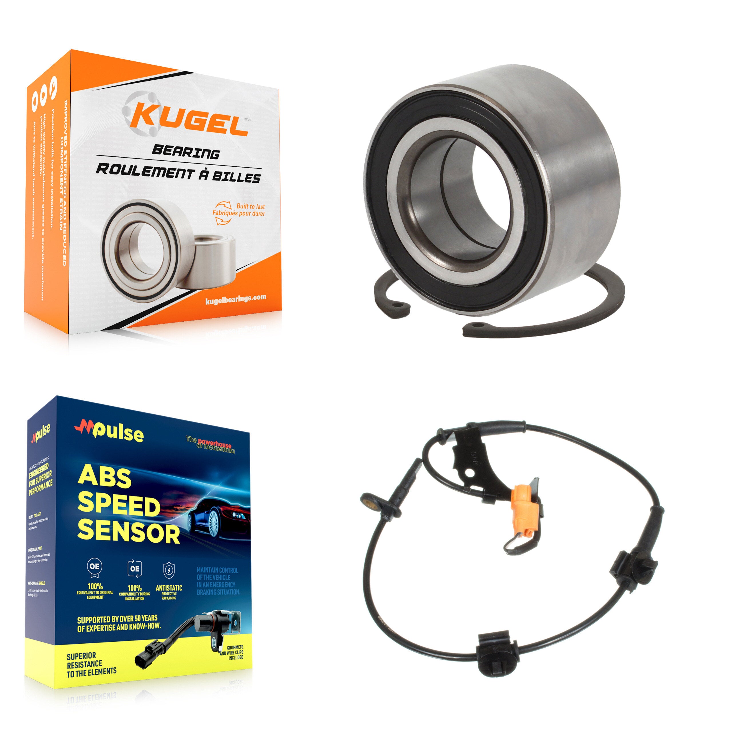 Front Wheel Bearing & Sensor Kit For Honda Element SC with 2.4L 4-Wheel ABS Harness K7S-102150