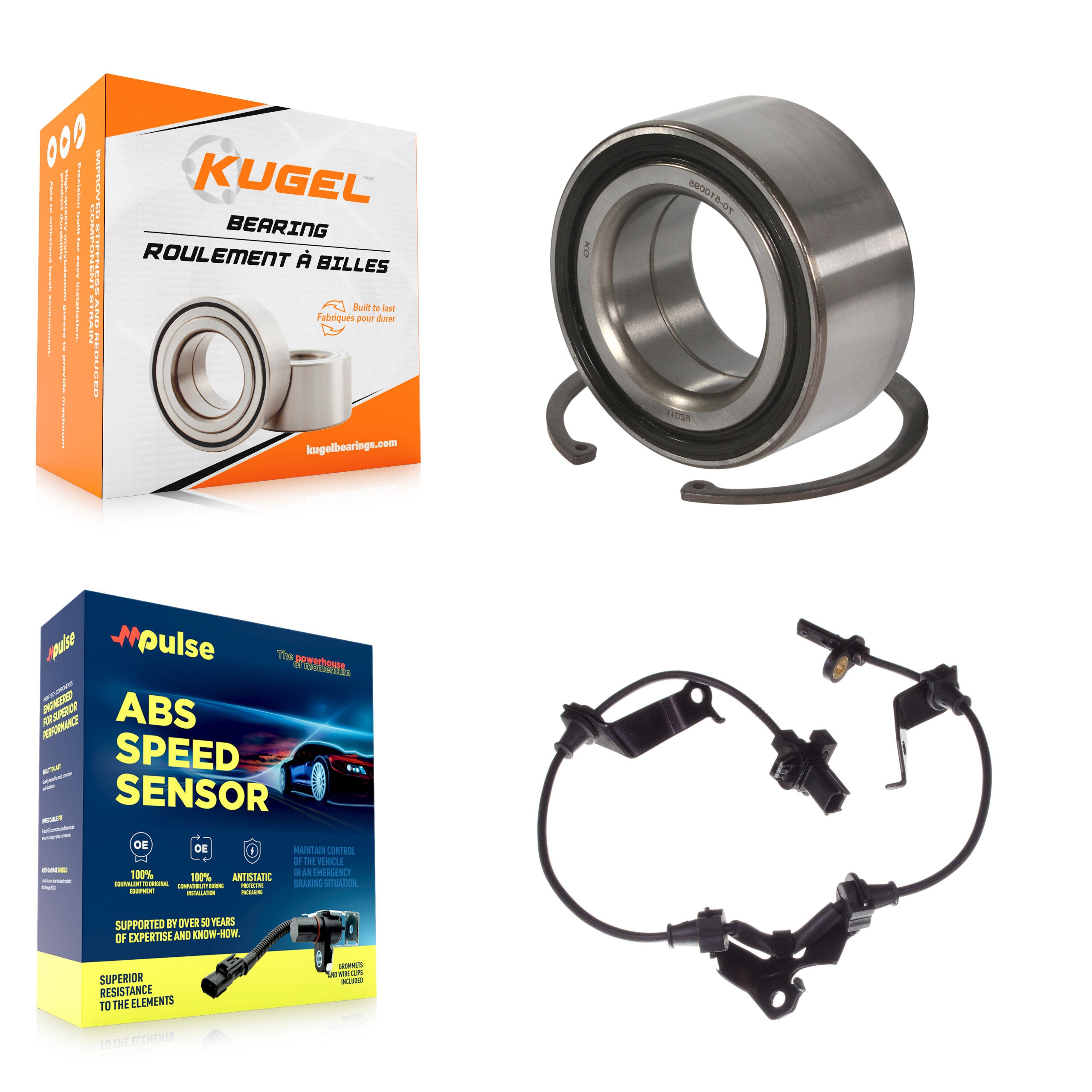 Front Wheel Bearing Sensor Kit For 09-14 Acura TL 3.5L 3.7L with 4-Wheel ABS Harness K7S-102179