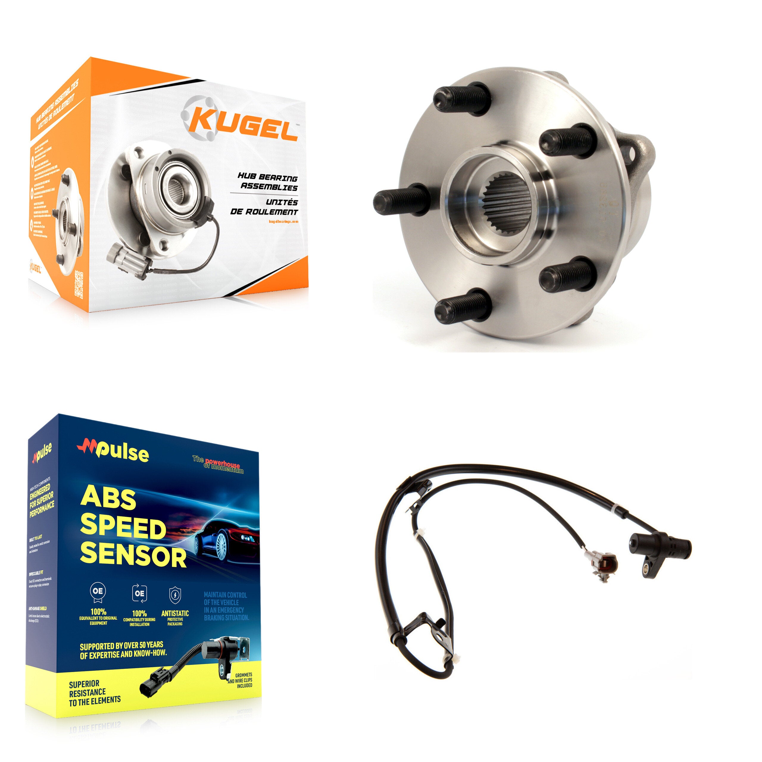 Front Wheel Hub Bearing & Sensor Kit For Toyota Prius 1.5L with 4-Wheel ABS Harness K7S-102281