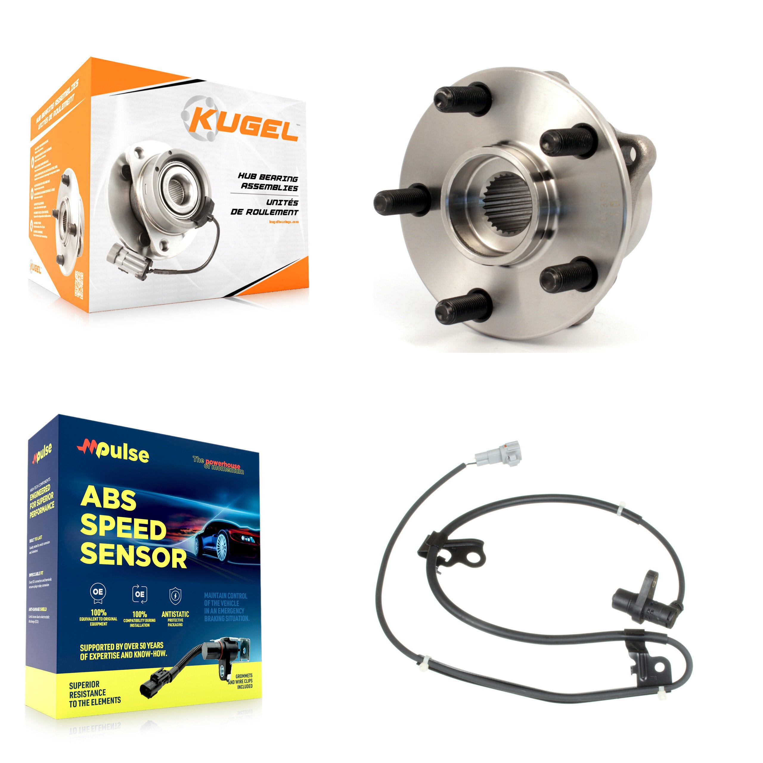 Front Wheel Hub Bearing & Sensor Kit For Toyota Prius 1.5L with 4-Wheel ABS Harness K7S-102582