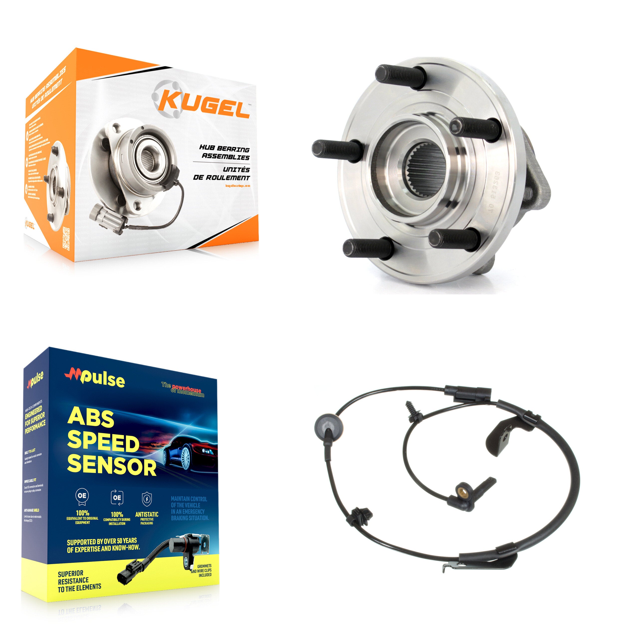 Front Wheel Hub Bearing Sensor Kit For 2009 Dodge Caliber 2.4L/1.8L/2.0L with 4-Wheel ABS K7S-102611