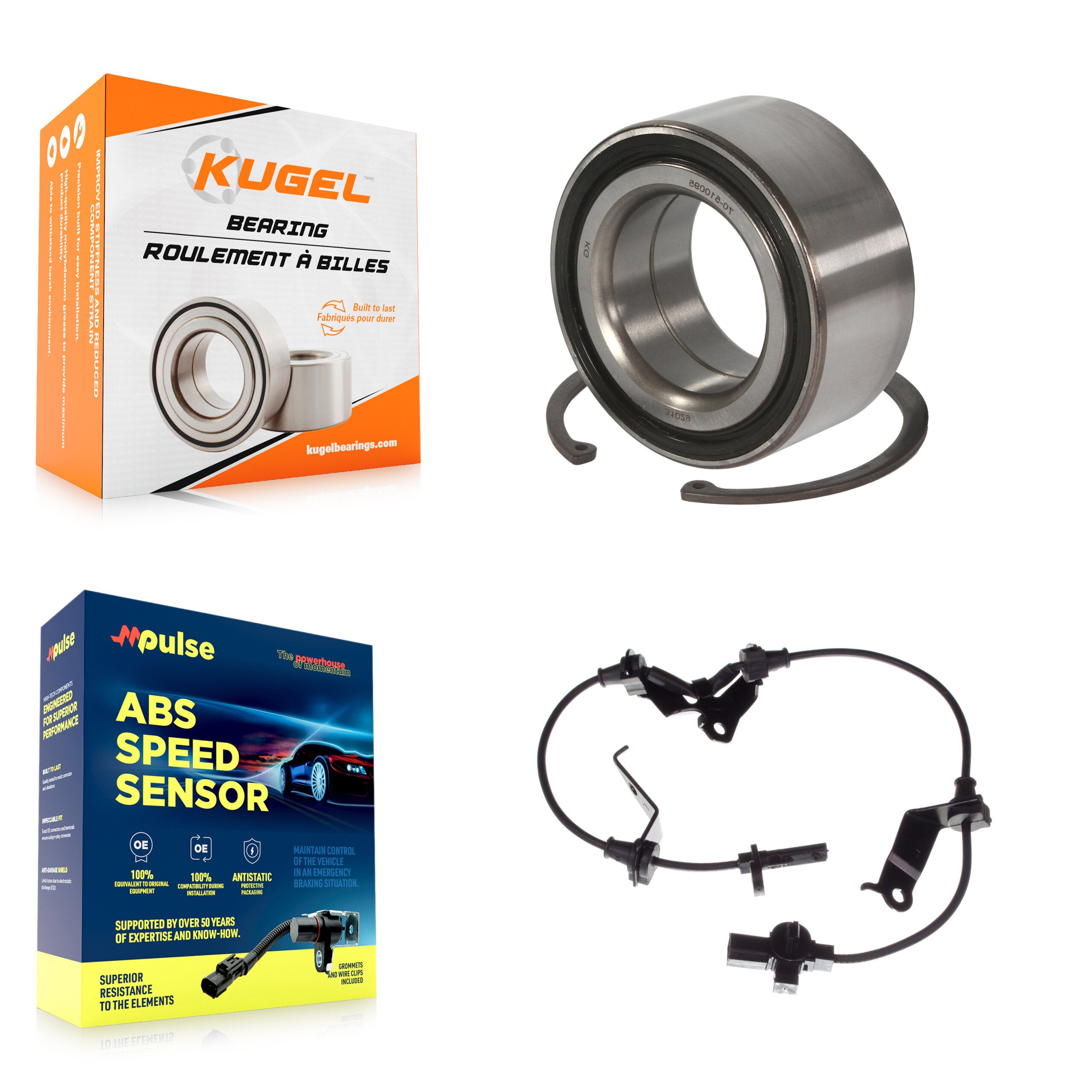 Front Wheel Bearing Sensor Kit For 09-14 Acura TL 3.5L 3.7L with 4-Wheel ABS Harness K7S-102733