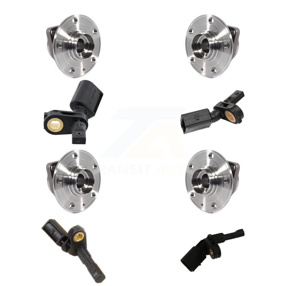 Front Rear Wheel Hub Bearing And ABS Sensor Kit (8Pc) For 2018 Volkswagen Tiguan AWD K7S-102803