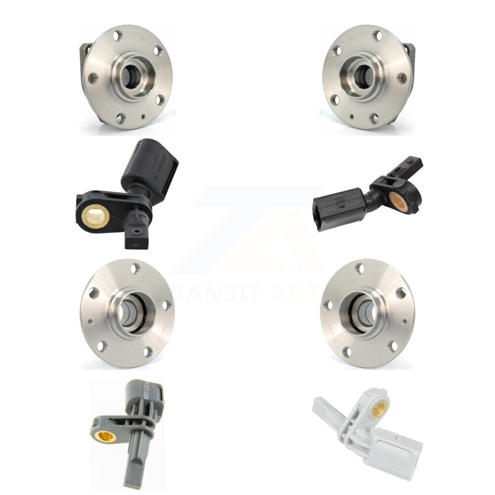 Front Rear Wheel Hub Bearing And ABS Sensor Kit (8Pc) For Volkswagen Golf SportWagen K7S-102806