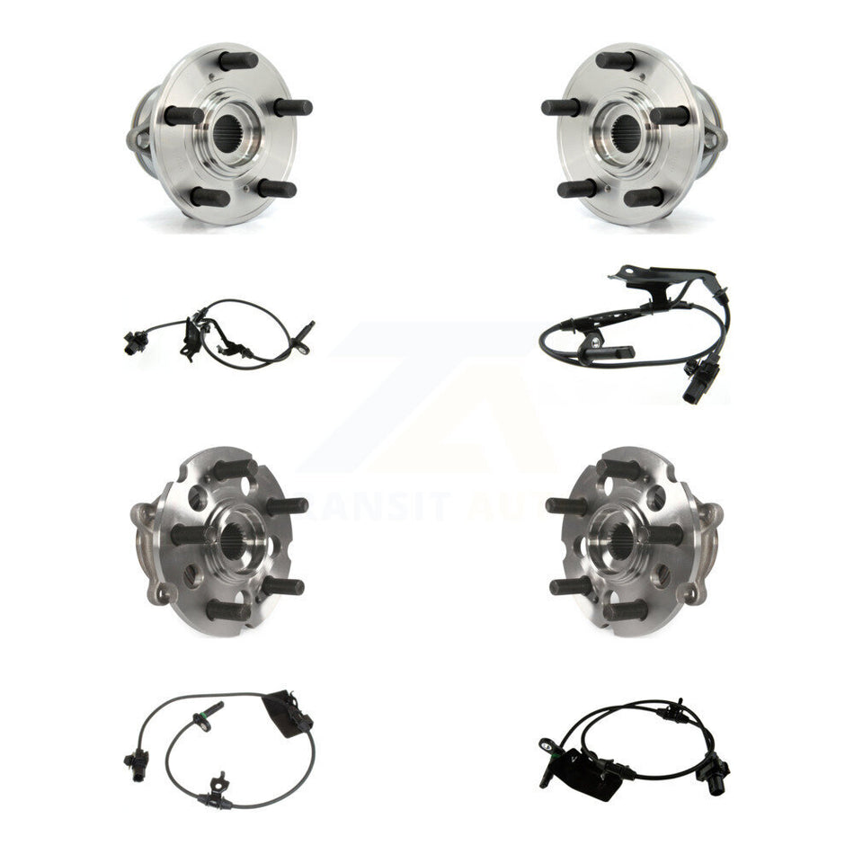 Front Rear Wheel Hub Bearing & Sensor Kit (8Pc) For Honda Pilot AWD with 3.5L 4-Wheel ABS K7S-102846