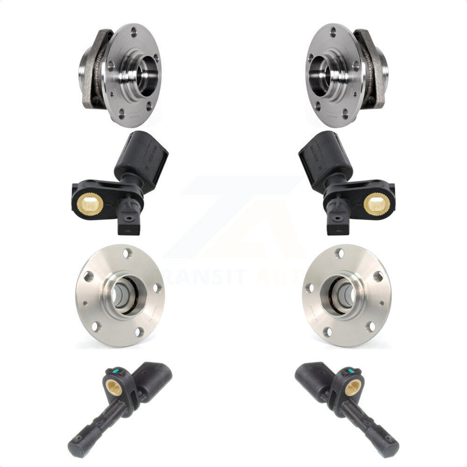 Front Rear Wheel Hub Bearing & Sensor Kit For 15-16 Audi A3 With 80mm Pilot Diameter K7S-102921