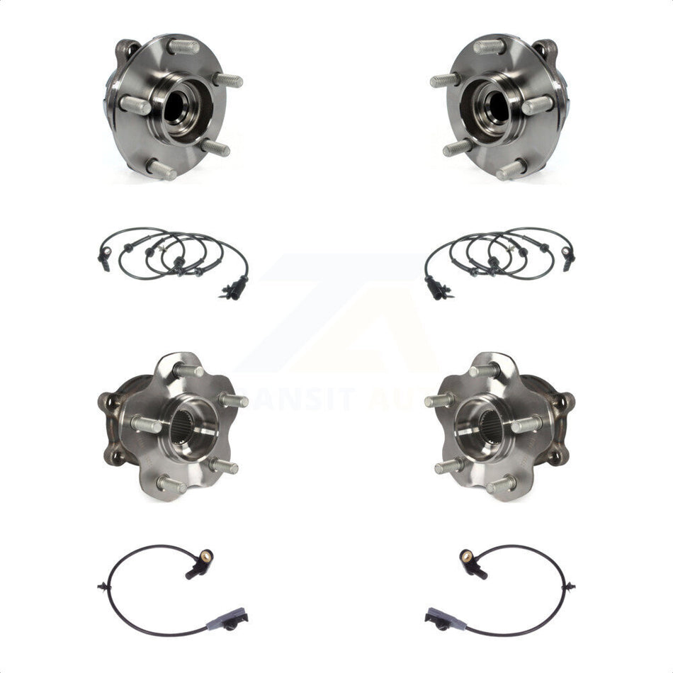 Front Rear Wheel Hub Bearing And ABS Sensor Kit For 2011 INFINITI FX35 RWD with Harness K7S-102953