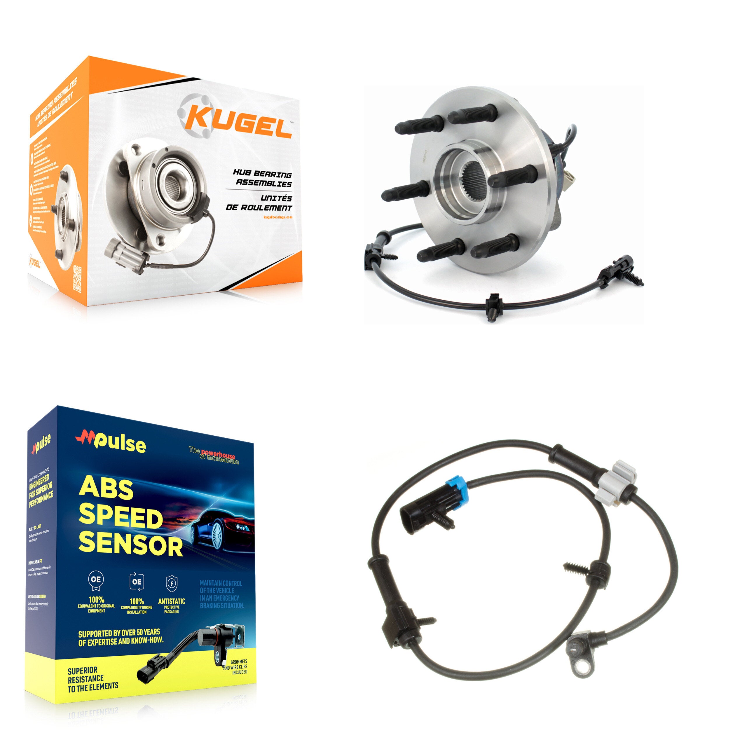 Front Wheel Hub Bearing & Extra Sensor Kit For Chevrolet Express 1500 AWD with 5.3L/4.3L K7S-103072