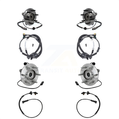 Front Rear Wheel Hub Bearing & Extra ABS Sensor Kit For Ford Expedition Lincoln Navigator K7S-103447