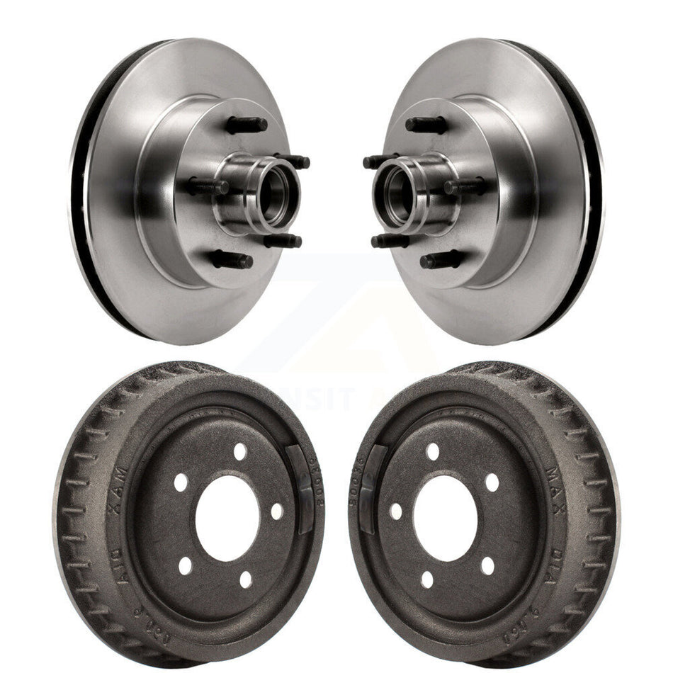 Front Rear Disc Brake Rotors Drums Kit For Ford Ranger Mazda B2500 B3000 B4000 With 9" Diameter Drum K8-102195