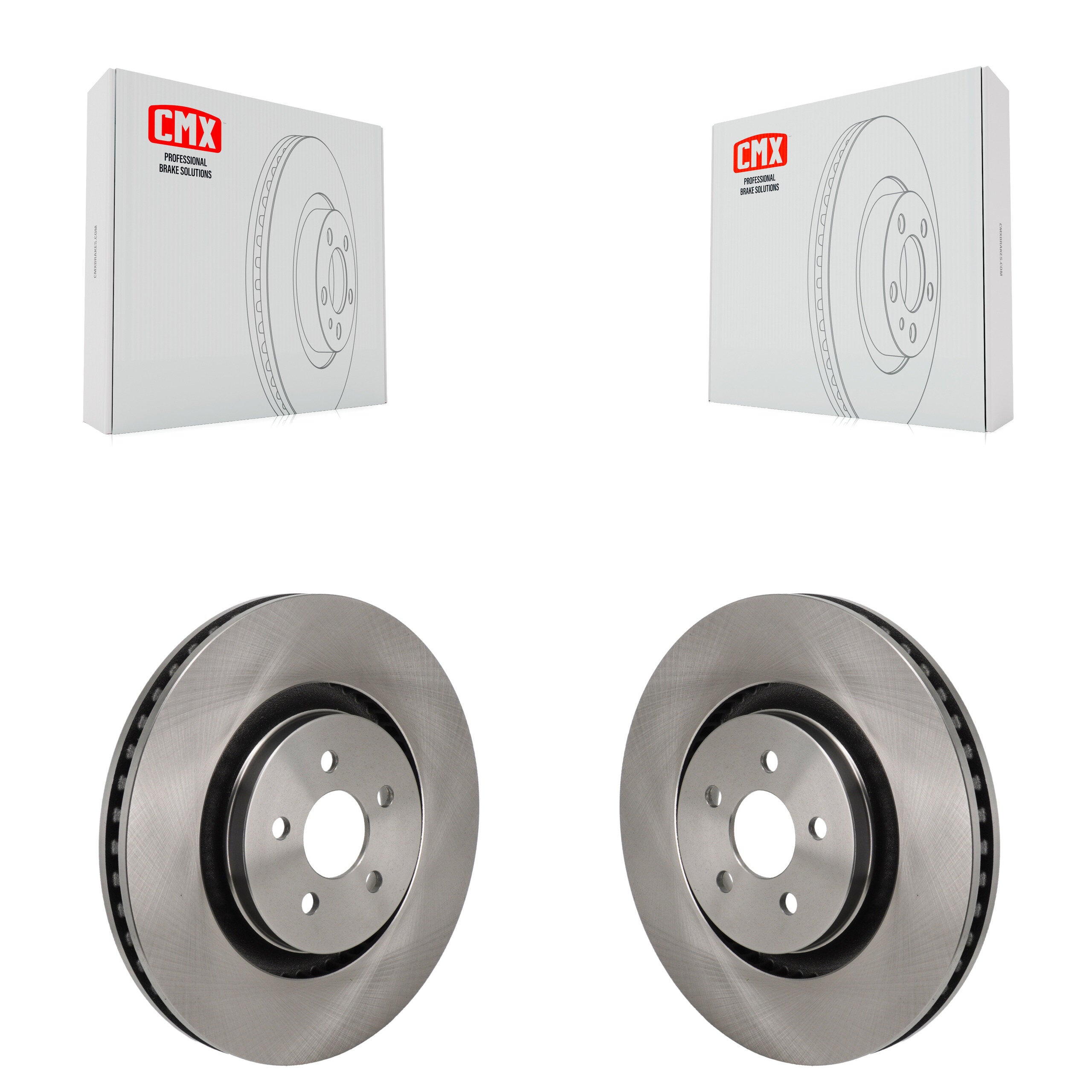 Front Disc Brake Rotors Pair For 2019-2024 Ford Edge 2.7L With Red Painted Calipers K8-102593