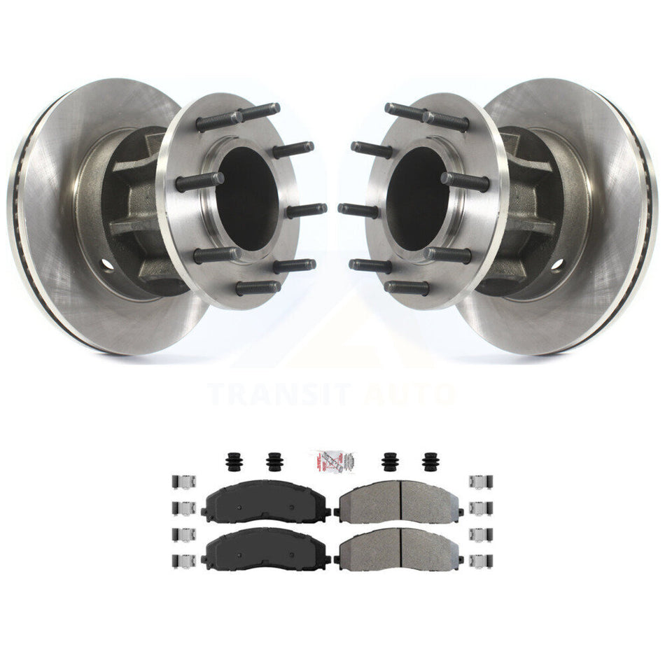 Front Disc Brake Rotors Hub And Semi-Metallic Pad Kit For Ford F-350 Super Duty F-250 RWD K8A-100002