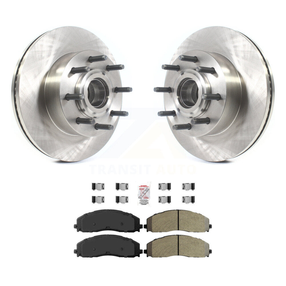 Front Disc Brake Rotor Hub Assembly Semi-Metallic Pad Kit For Ford F-350 Super Duty F-250 K8A-100003