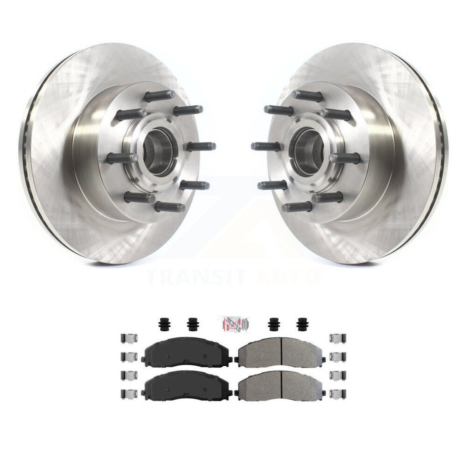 Front Disc Brake Rotor Hub Assembly Semi-Metallic Pad Kit For Ford F-350 Super Duty F-250 K8A-100004