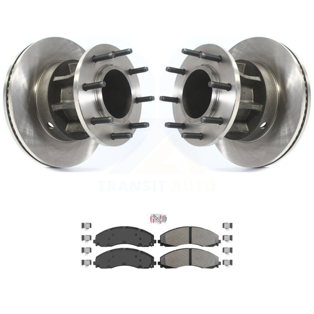 Front Disc Brake Rotors Hub & Semi-Metallic Pad Kit For Ford F-450 Super Duty F-550 4 X 2 K8A-100006