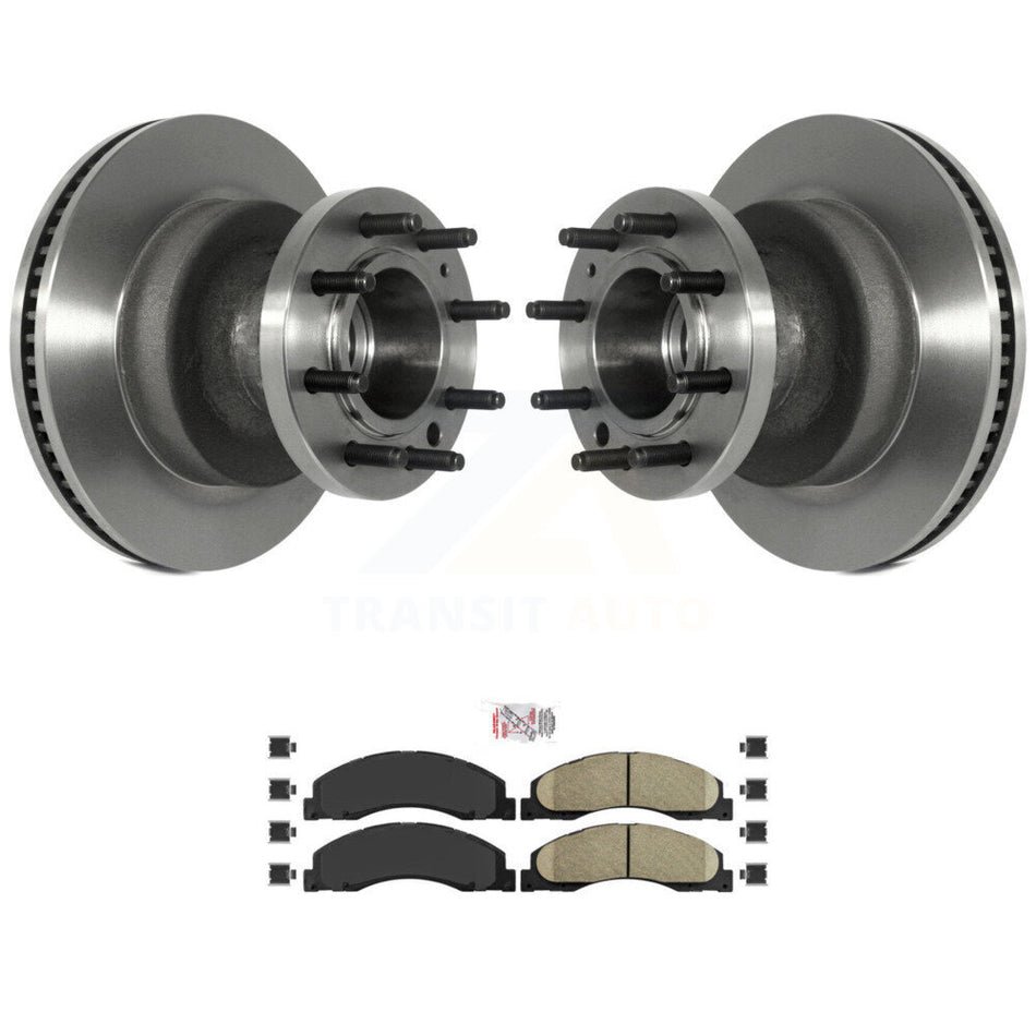 Front Disc Brake Rotors Hub And Ceramic Pad Kit For Ford E-350 Super Duty E-450 Econoline K8A-100020