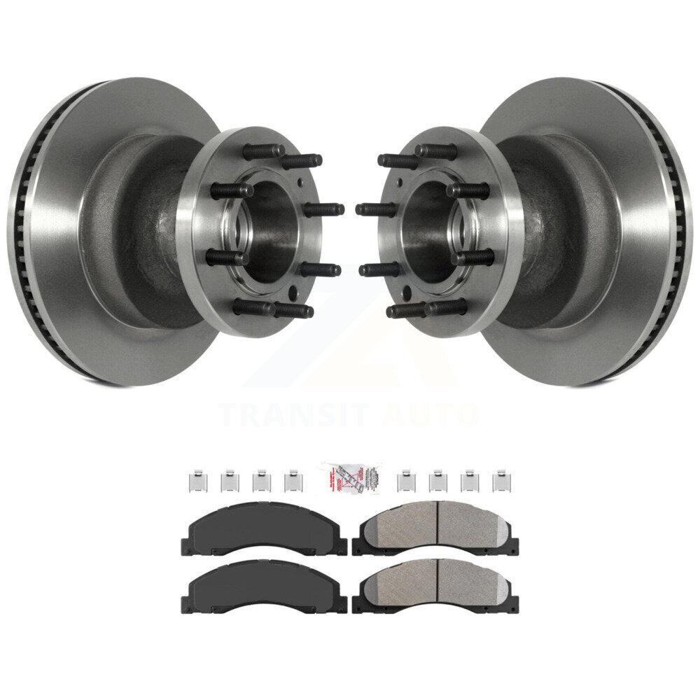 Front Disc Brake Rotors & Semi-Metallic Pad Kit For Ford E-350 Super Duty E-450 Econoline K8A-100024