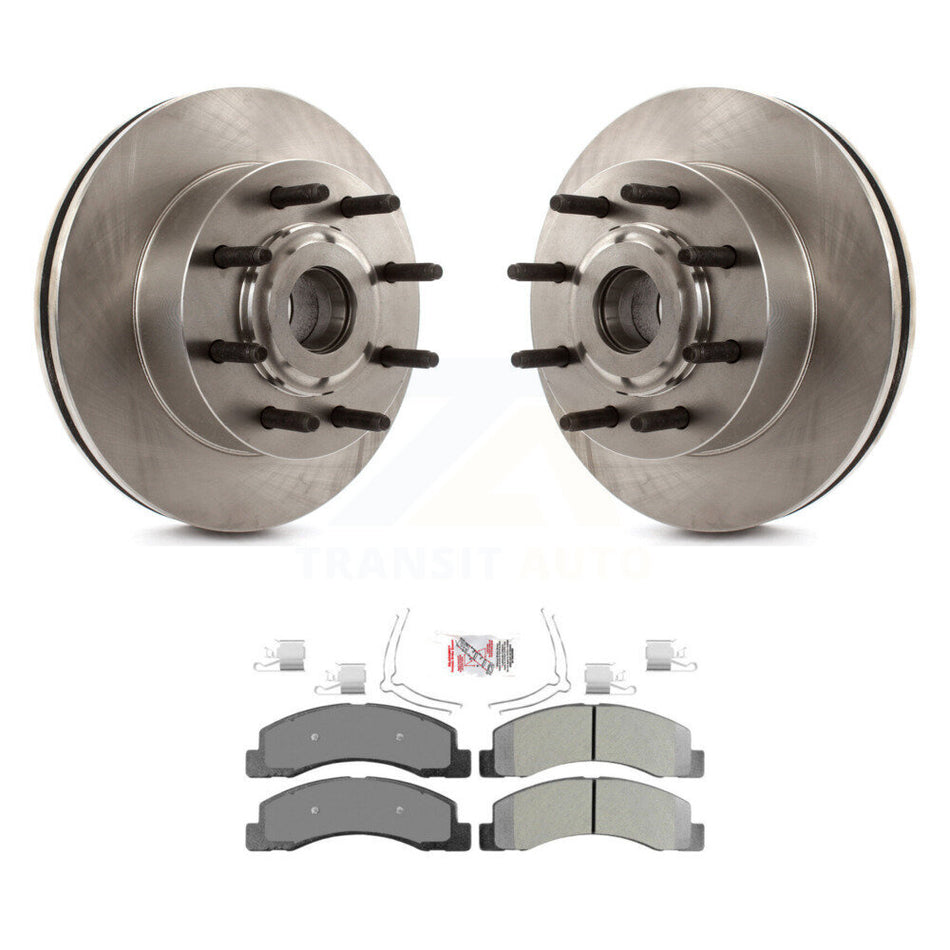 Front Disc Brake Rotor Hub Assembly And Semi-Metallic Pad Kit For 2005 Ford Excursion RWD K8A-100028